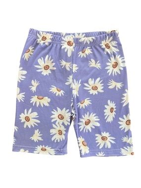 Shein Girls 11 Daisy Print Shorts Purple Elastic Waist Floral Flower